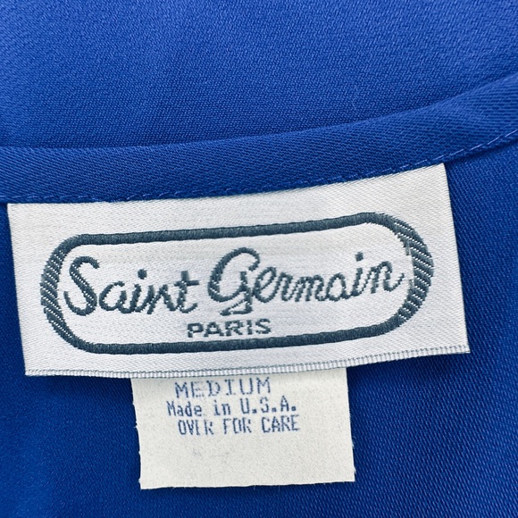 Saint Germaine Paris Royal Cobalt Blue Rhinestone Tank Top Shirt Blouse ~ Medium - Picture 5 of 8